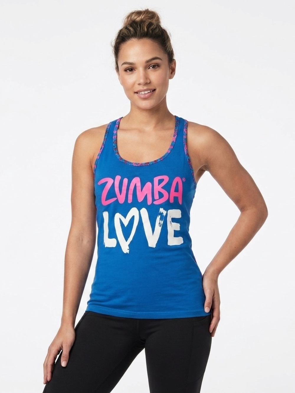 NWT Zumba Wear Love Racerback Tank Top Royal Blue Spicy Small Y2K